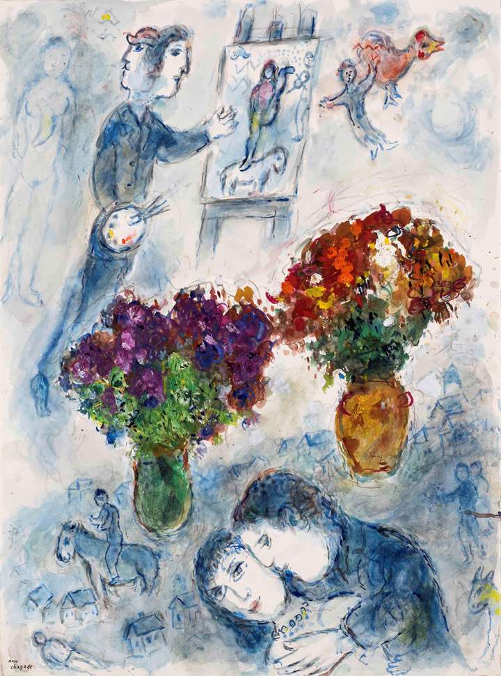 Les amoureux aux deux bouquets et le peintre